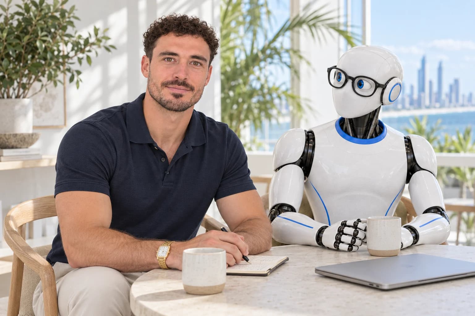 Clayton and GooberBot working through a client plan
