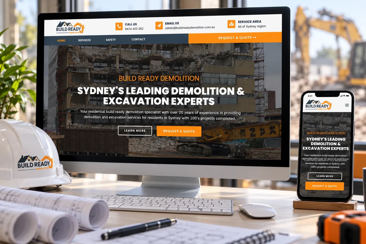 Build Ready Demolition website shown on desktop and mobile