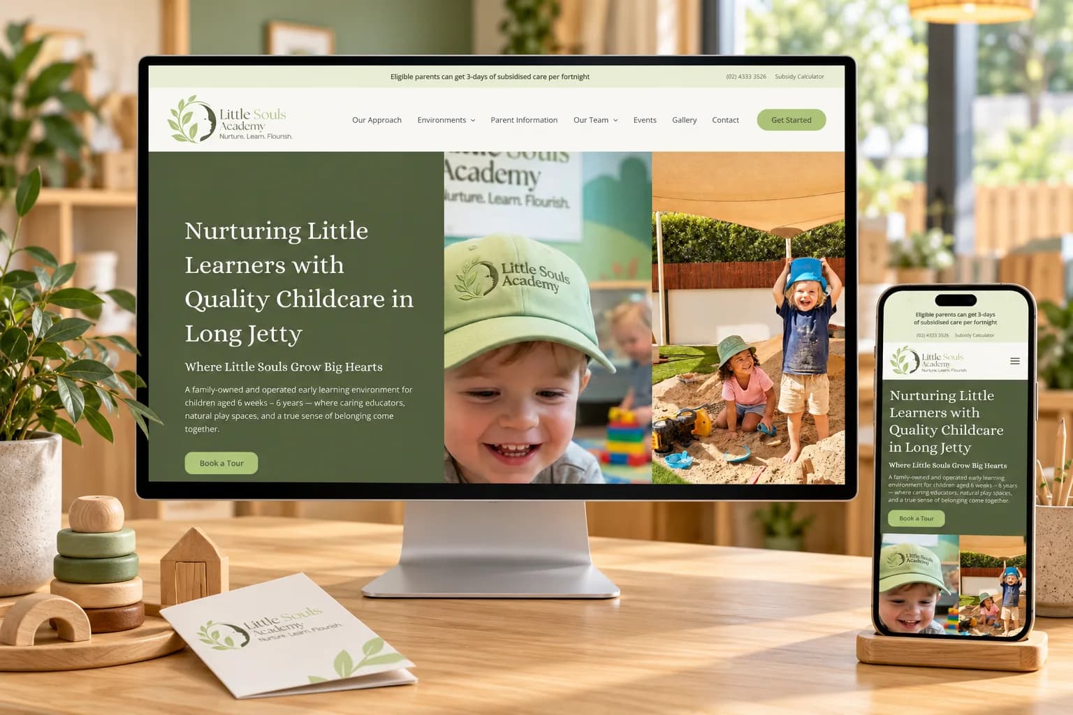 Little Souls Academy website shown on desktop and mobile