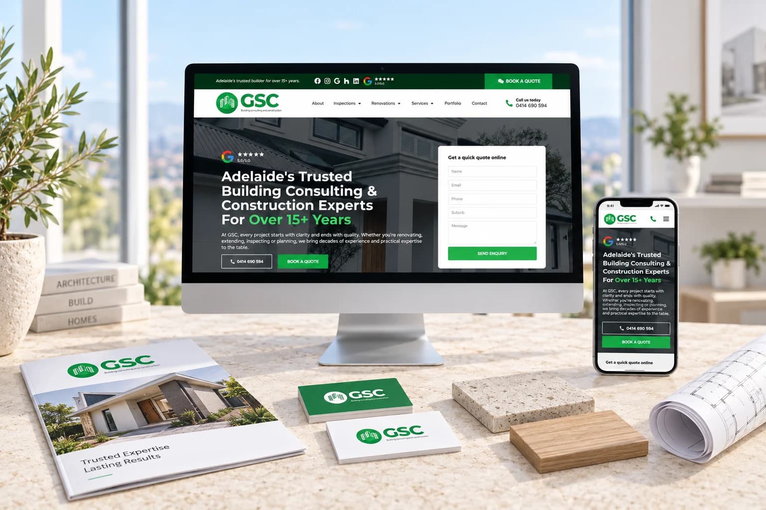 GSC Building website shown on desktop and mobile