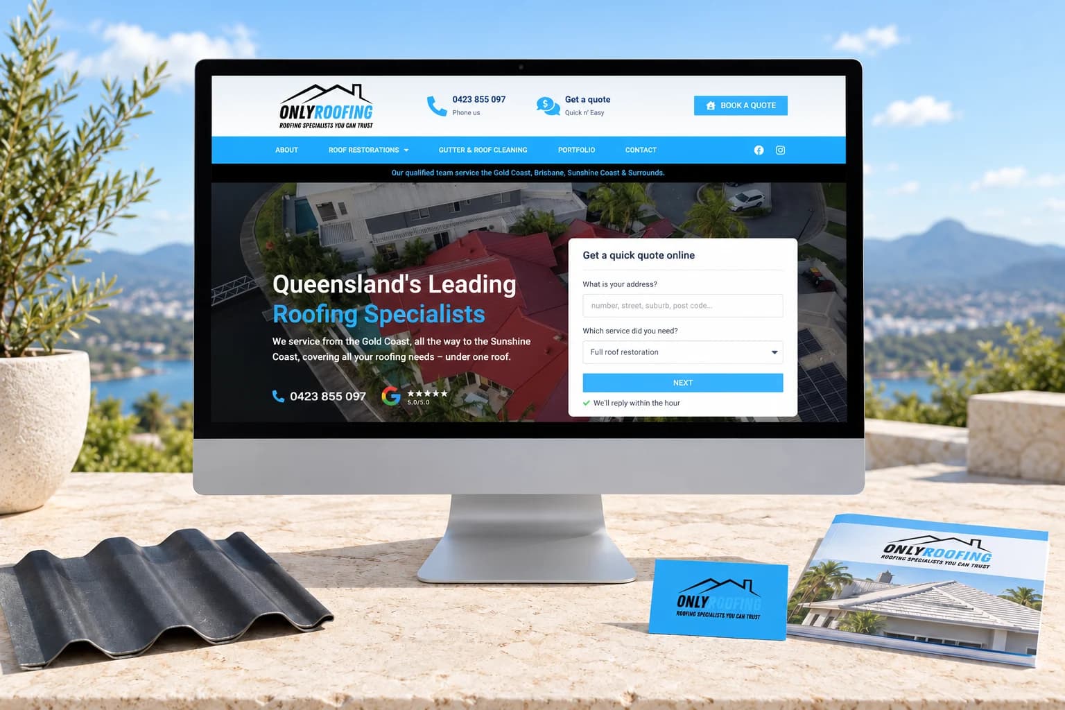 Only Roofing website and brand presentation